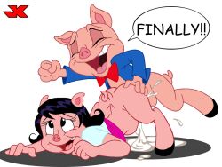 anthro cum cum_inside domestic_pig duo female happy happy_sex jk looney_tunes male male/female mammal petunia_pig pig porky_pig smooth_skin suid suina sus_(pig) the_looney_tunes_show warner_brothers