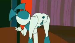 ass ass_up dancing jenny_wakeman looking_at_viewer my_life_as_a_teenage_robot pole pole_dancing pussy robot screencap solo spanky15 xj-9