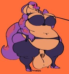 anthro balls belly big_balls big_belly blush bodily_fluids bra clothing collar flaccid futa_only futanari garter_belt garter_straps genitals gynomorph huge_balls huge_hips intersex keeshee leash legwear lips obese oversized_balls overweight penis purple_body purple_scales reptile scales scalie snake solo standing stickface sweat sweaty_balls sweaty_genitalia thick_lips thigh_highs underwear