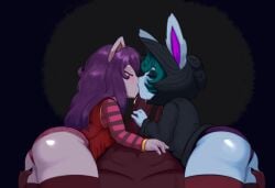 animal_ears ass dark-skinned_male furry green_hair group_sex high_resolution kissing league_of_legends lulu_the_fae_sorceress lying nakadashi oral pantsu psychostars purple_hair semen sex threesome underwear veigar very_high_resolution vex_(league_of_legends) yordle yuri