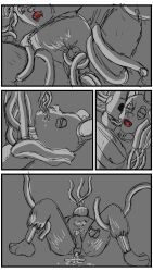 animatronic ass cum dick ennard_(fnafsl) erection five_nights_at_freddy's five_nights_at_freddy's:_sister_location five_nights_at_freddy's_3 gay male male/male male_only monochrome penetration penis rabbit robot sex springtrap springtrap_(fnaf) tentacle tentacle_sex yaoi