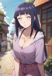 ai_generated big_breasts breasts casual casual_clothes clothes clothing hyuuga_hinata looking_at_viewer naruto naruto_(series) naruto_shippuden slimetenshi