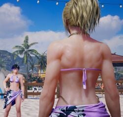 back back_muscles back_view beach bikini blonde_hair female female_only lidia_sobieska muscular muscular_female reina_mishima tekken tekken_8