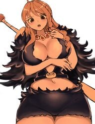 1girls bare_arms bare_legs bare_thighs big_breasts blush clothed clothing color female female_focus female_only hi_res kasumi6 large_breasts light-skinned_female light_skin long_hair looking_at_viewer nami nami_(one_piece) one_piece one_piece:_elbaf_arc orange_eyes orange_hair shounen_jump solo solo_female tagme thick_thighs