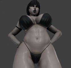 3d big_breasts bikini black_hair breasts busty female female_focus female_only goth goth_girl hourglass_figure large_breasts madeline_zoldak makeup pumpkinsinclair tagme wide_hips