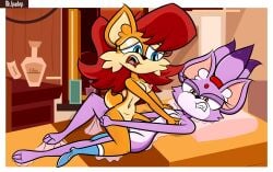 absurd_res age_difference anthro archie_comics blaze_the_cat blush body_blush breasts domestic_cat duo felid feline felis female female/female genitals hi_res mammal mature_female nude orange_body paws princess purple_body pussy pussy_blush rodent royalty sally_acorn sciurid sega sonic_(series) sonic_the_hedgehog_(archie) sonic_the_hedgehog_(comics) sonic_the_hedgehog_(series) sparksaxel stuck stuck_together tail tree_squirrel vaginal_penetration