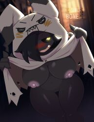 alternate_version_available blush flashing_breasts mimikyu nipples pokemon pokemon_(species) pussy skwidbone