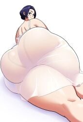 1girls ai_generated ass_focus ass_visible_through_clothes bbw bbw_mom bunanza_ close-up dumptruck_ass fat_ass housewife huge_ass lying_down lying_on_bed mother nightgown plump_ass plump_thighs see-through_clothing tagme thick_ass thighs