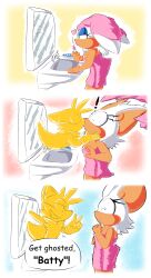 bat elpizo female female_focus fox ghost kissing lipstick male older_female rouge_the_bat sega sonic_(series) tails younger_male