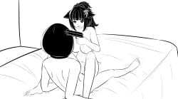 animal_ears arknights artist_request doctor_(arknights) female gun gun_to_head jessica_(arknights) male monochrome sex sketch