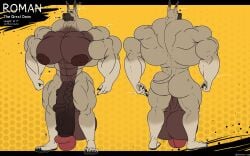 abs anthro balls biceps big_balls big_muscles big_penis canid canine canis domestic_dog genitals great_dane hi_res huge_balls huge_cock huge_muscles hyper hyper_balls hyper_genitalia hyper_muscles hyper_penis male mammal mastiff model_sheet molosser muscular pecs penis rhynobullraq roman_(rhynobullraq) solo vein veiny_penis