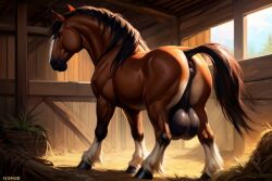 ai_generated anus ass feral horse huge_balls male_only stable