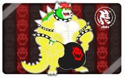 1boy abs anthro balls big_balls big_muscles biped bowser bulge clothed clothing detailed furry furry_only genitals hair hi_res huge_balls hyper hyper_balls hyper_genitalia jdbo-arts jewelry koopa male male/male mario_(series) muscular nintendo open_mouth pecs red_eyes red_hair scalie solo spikes underwear