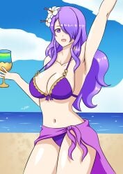 alternate_costume bikini breasts camilla_(fire_emblem) camilla_(summer)_(fire_emblem) female female_only fire_emblem fire_emblem_fates fire_emblem_heroes nintendo official_alternate_costume outdoors outside purple_bikini purple_swimsuit sealllll solo swimsuit