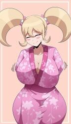 1girls 2024 2d_(artwork) big_breasts big_thighs blonde_hair breasts closed_eyes color colored danganronpa danganronpa_2:_goodbye_despair eyelashes female gigantic_breasts huge_breasts huge_thighs kimono large_breasts large_thighs long_hair looking_at_viewer massive_breasts massive_thighs naver naverart saionji_hiyoko smile smiling smiling_at_viewer solo solo_female spike_chunsoft sweat sweating thick_thighs thighs twin_braids twintails white_skin white_skinned_female yellow_hair