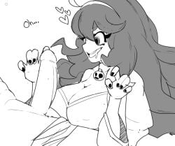 bbdouble big_breasts black_and_white cleavage hex_maniac monochrome penis penis_out pokemon saliva salivating spicy_bb tagme