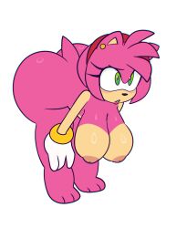 1girls amy_rose anthro areolae ass barefoot bent_over big_ass big_breasts breasts bubble_butt dat_ass fat_ass female female_only green_eyes hedgehog huge_ass large_ass large_breasts monamania nipples nude nude_female solo sonic_(series) sonic_the_hedgehog_(series) thick_ass thick_thighs white_background wide_hips