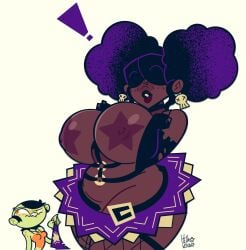 2girls big_breasts breasts dark_skin female goodbyellow hellavenderr nude snake_(hellavenderr) star_(hellavenderr) star_nipples tagme topless