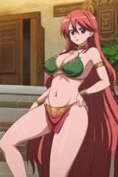 ai_generated akame_ga_kill! belly_dancer belly_dancer_outfit chelsea_(akame_ga_kill!) harem_girl harem_outfit huge_breasts loincloth slave_leia_(cosplay)