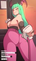 1girls 2024 animated ass big_ass breasts capcom clothed_female clothing darkstalkers diives eyebrows_visible_through_hair female female_only green_eyes green_hair head_wings hi_res leggings lifting_leg long_hair looking_at_viewer looking_back morrigan_aensland nail_polish nipple_bulge open_mouth presenting succubus tagme wings