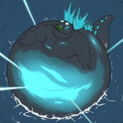 about_to_burst atomic_breath backfire belly_expansion bloated bloated_belly bloated_stomach cheeks_inflation fetish godzilla godzilla_(series) inflation inflation_fetish jonswell kaiju male neck_rolls tagme