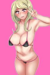 akamatsu_kaede alternate_version_available bikini bikini_bottom bikini_top blush breasts danganronpa danganronpa_v3 embarrassed female_only large_breasts nojirushi skimpy_bikini straight_hair