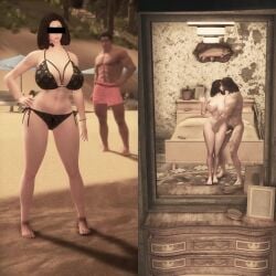 before_and_after bethesda_softworks bikini blowjob comparison fallout implied_blowjob mirror mirror_reflection tagme thong thong_only vault_dweller video