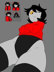 confusedsabron homestuck homestuck_troll hoodie leotard original_character thick_thighs thighhighs