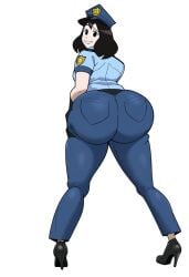 ai_generated alternate_ass_size big_ass bunanza_ female female_only full_body looking_back police_uniform policewoman presenting_hindquarters slim solo tagme