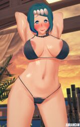 1girls 3d arrancon big_breasts bikini blue_eyes blue_hair breasts busty child_bearing_hips cleavage female female_only hi_res lana's_mother_(pokemon) large_breasts legs mature mature_female mature_woman milf navel open_mouth pose posing seductive seductive_look seductive_smile sensual sexy_armpits sexy_pose short_hair smile thighs voluptuous