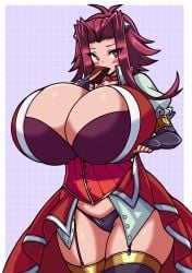 akiza_izinski big_breasts breasts cleavage colored huge_breasts izayoi_aki looking_at_viewer panties ritax skirt skirt_lift yugioh_5d&#039;s