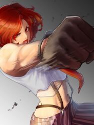 1girls 2026 2d 2d_(artwork) attack attacking_viewer big_ass female female_only human human_only ki_ki_mimi kiki_mimi kikimimi king_of_fighters light-skinned_female light_skin mature mature_female midriff pale-skinned_female pale_skin punch punching punching_viewer red_eyes red_hair see-through_shirt sfw short_hair simple_background solo solo_female suspenders transparent vanessa_(kof) voluptuous_female