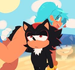 1boy 1boys 1girl 1girls abstractpurple anthro artist_request beach brazil brazilian brazilian_female brazilian_miku crossover furry hatsune_miku human humanoid inner_thoughts nervous serious_face shadow_the_hedgehog smiling sonic_(series) sonic_the_hedgehog_(series) tagme vocaloid