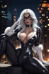 ai_generated ai_generatedspider-man_(series) black_bodysuit black_cat_(marvel) black_choker blue_eyes bodysuit breasts building choker city city_lights cityscape cleavage clothing domino_mask elbow_gloves fan_edit felicia_hardy female female_only footwear fur-trimmed_sleeves fur_collar fur_trim gloves high_resolution large_breasts lips long_hair looking_at_viewer makeup marvel marvel_comics mask maxartison night parted_lips shiny sitting skin_tight skyscraper smile solo spider-man_(series) superhero thick_thighs thighs third-party_edit unzipped white_gloves white_hair zipper