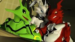 3d 3d_(artwork) anthro ass atomicsopp_sfm bandai_namco blue_eyes breasts digimon digimon_(species) digital_media_(artwork) doggy_style dragon female female_penetrated from_behind_position generation_3_pokemon generation_5_pokemon green_body group guilmon guilmon_(chocoscorner) hi_res legendary_pokemon looking_at_another looking_back male male/female mammal mythological_creature mythological_scalie mythology nintendo nude penetration pokemon pokemon_(species) rayna_(furromantic) rayquaza red_body reptile reshiram reshiram_(furromantic) scalie sex source_filmmaker_(artwork) trio white_body yellow_eyes