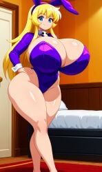 ai_generated big_breasts blonde_hair breasts bunny_girl female original_character sister thick_thighs