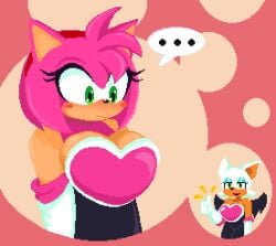 amy_rose amy_the_bat breasts pixel_art rouge_the_bat rouge_the_bat_(cosplay) sega sonic_(series) sonic_the_hedgehog_(series) starrock64 tag_your_posts tag_your_shit tagme