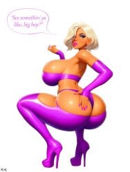 apparent-apparatus big_ass big_breasts big_lips bimbo bimbo_body bimbo_lips hand_on_butt pose skimpy_clothes talking_to_viewer tan_skin voluptuous voluptuous_female