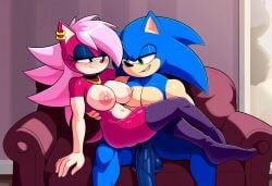 ai_generated ass blue_body breasts incest incest_(lore) magenta_fur male/female pink_hair sex sonia_the_hedgehog sonic_(series) sonic_the_hedgehog sonic_the_hedgehog_(series) sonic_underground sonic_x_sonia straight veiny_penis