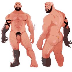 avatar_the_last_airbender bald cock_ring combustion_man fabssdaf facial_hair male male_focus male_only muscle thong underwear