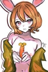 animal artist_request bob_cut breasts bunny_girl carrot carrot_(one_piece) cute_face female female_only one_piece pink_eyes yellow_eyes