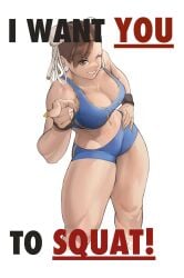 big_ass big_breasts capcom chun-li cleavage exercise female female_only i_want_you muscular muscular_female quads squat squatting street_fighter street_fighter_6 thick_thighs thighs wink zukululuu