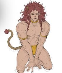 1boy abs bax_game cat_ears cat_tail elden_ring fromsoftware kneeling male male_only muscular shadow_of_the_erdtree siinnk starscourge_radahn