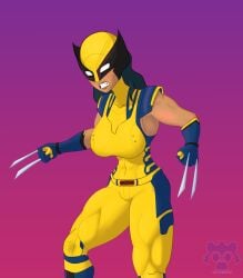 big_breasts black_hair breasts dark_skin evil_raccoon laura_kinney long_hair marvel marvel_comics mask massive_breasts muscles muscular muscular_female superheroine thick thick_ass thick_thighs wolverine_(x-men) x-23 x-men