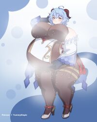 bbw blue_hair blue_hair_female breasts chubby chubby_female fat fat_girl fat_woman ganyu_(genshin_impact) genshin_impact hoyoverse light-skinned_female light_skin mihoyo mihoyo_technology_(shanghai)_co._ltd. sweat sweatdrop sweating sweaty