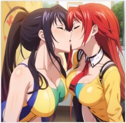 2females 2girls ai_generated akeno_himejima girl_on_girl high_school_dxd lesbian_couple lesbian_kiss rias_gremory yuri yuri yuri