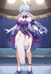 1futa ai_generated animeboi111 cocksleeve erect_penis erection erection_under_clothes futa_only futa_sans_pussy futanari giant_cock gigantic_penis gigantic_testicles honkai:_star_rail hoyoverse hyper_penis robin_(honkai:_star_rail)