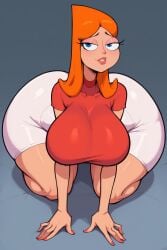 1girls ai_generated ass_bigger_than_head ass_focus backass big_breasts candace_flynn clothed dumptruck_ass female female_only hotcartoonai huge_ass hyper_ass phineas_and_ferb red_head solo solo_female tagme