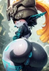 1girls ai_generated ass big_ass big_butt bottom_heavy curvy female female_only huge_ass imp_midna large_ass looking_at_viewer midna rear_view shortstack small_waist solo submissive the_legend_of_zelda thick_ass thick_thighs twilight_princess voluptuous