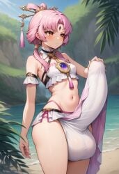 ai_generated animeboi111 erection fu_xuan_(honkai:_star_rail) futanari gigantic_penis gigantic_testicles hyper_penis swimsuit